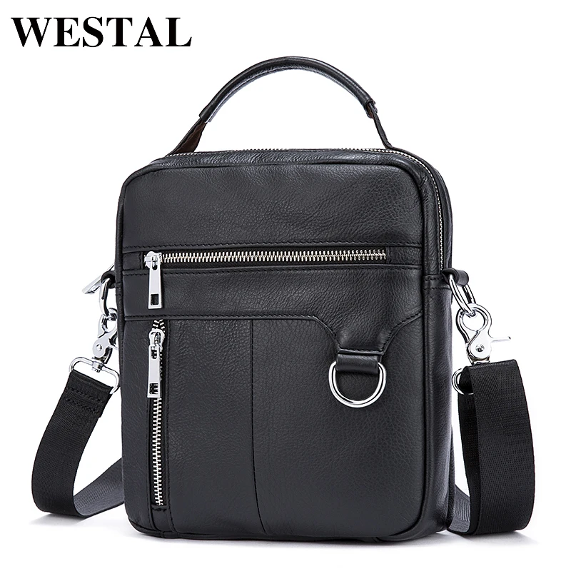 WESTAL 100% Натуральная Кожа Мужчины Сумки Классический Мужской Crossbody Плечо Сумка