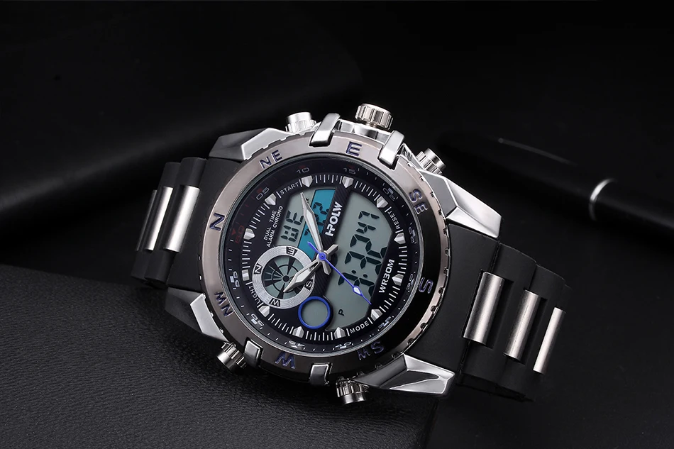 Люксовый бренд HPOLW мужские спортивные часы кварцевые цифровые светодиодные армейские часы мужские Chronos повседневные электронные наручные часы Relojes