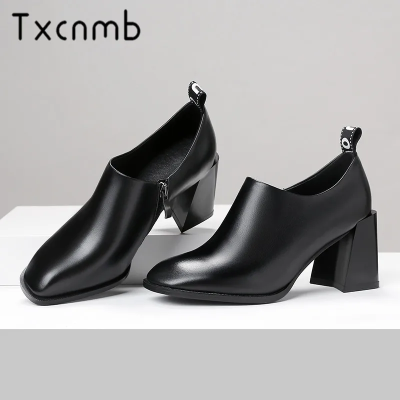 

TXCNMB Women Pumps Euro Style Basic Shoes Woman Spring Summer Genuine Leather Party Shoes High Heels Quality Pumps Szie 42 43