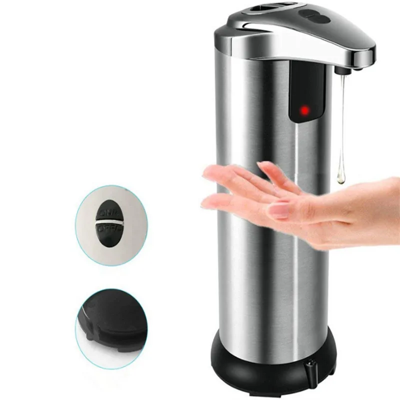 

Hand Free 250ml Automatic Liquid Soap Dispensers Double Switch Smart Sensor Touchless Sanitizer Dispenser for Kitchen Bathroom