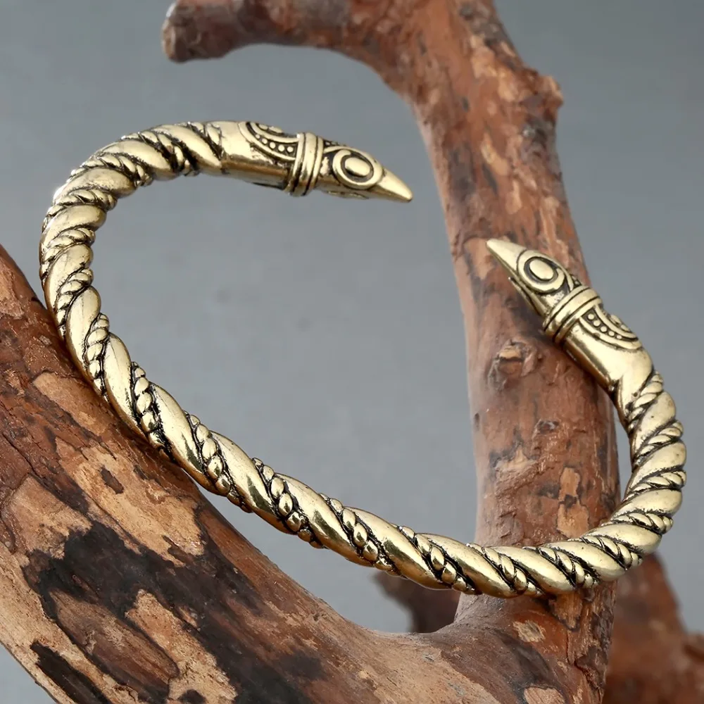 CHENGXUN Панк мужской браслет с вороном ювелирные изделия Античный витой проволоки манжета браслет Викинг индийские модные ювелирные аксессуары