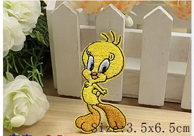 Tweety Bird железные нашивки с мультяшными животными Байкерская детская тканевая нашивка вышитый значок - Цвет: Антикварное серебро