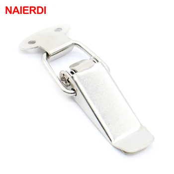 4PC NAIERDI J105 Hardware Cabinet Boxes Spring Loaded Latch Catch Toggle 27*63 Iron Hasp For Sliding Door Simple Window Cabinet