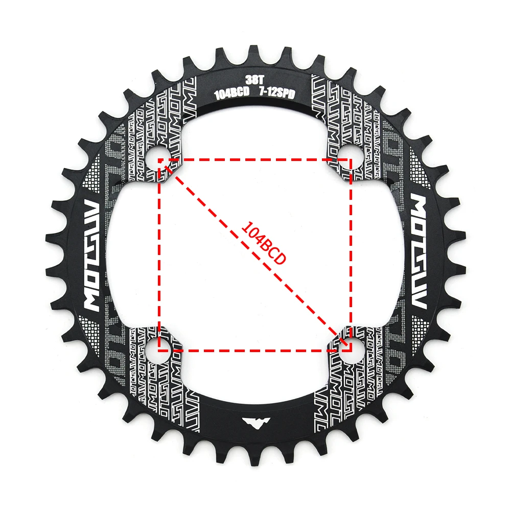 Велосипедный Кривошип узкий широкий 104BCD 32 T/34 T/36 T/38 T круглая форма MTB, велосипедная цепь, велосипедная цепь, круг, шатун, одна пластина