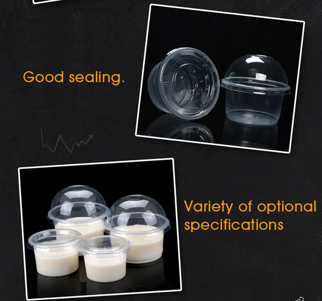 100pcs Round transparent disposable sauce cup varies capacity small taste  glass pudding jelly yogurt plastic cups with lid - AliExpress