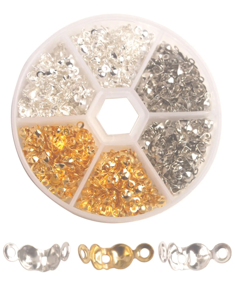 

Whole Sales Two Boxes of(2x480PCS) Mixed Colors Brass Calottes End Crimp Bead Tips 9x3mm fit 1.5mm Ball Chain