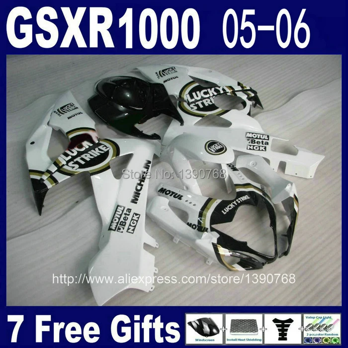 Комплект обтекателей под давлением для SUZUKI GSXR 1000 05 06 K5 GSXR1000 2005 2006 черно-белые