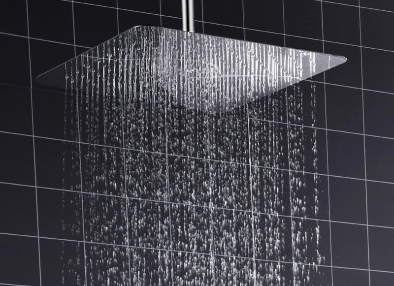 Bath & Shower Faucet Wall Mounted 16'' Ultra Thin Water Saving Tap Air Booster Rain Shower Faucets (11)