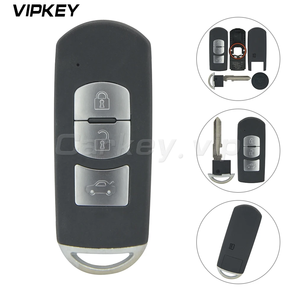 Remotekey, стиль, для Mazda 3, 6, CX-3, CX-5, замена, 3 кнопки, умный пульт дистанционного управления, Автомобильный ключ, чехол, брелок с невырезанным лезвием