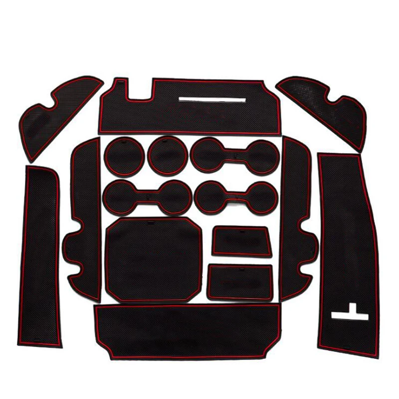 Koop 15 stks Anti Slip Rubber Cup Kussen Deur Groef Mat voor Toyota Highlander XU50 2014 2015 2016 2017 2018 accessoires Auto Styling