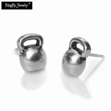 Серьги-гвоздики Kettlebells, ювелирные изделия для спортивного зала для женщин, воротник Бодибилдинг Тяжелая атлетика подарок из стерлингового серебра 925 пробы