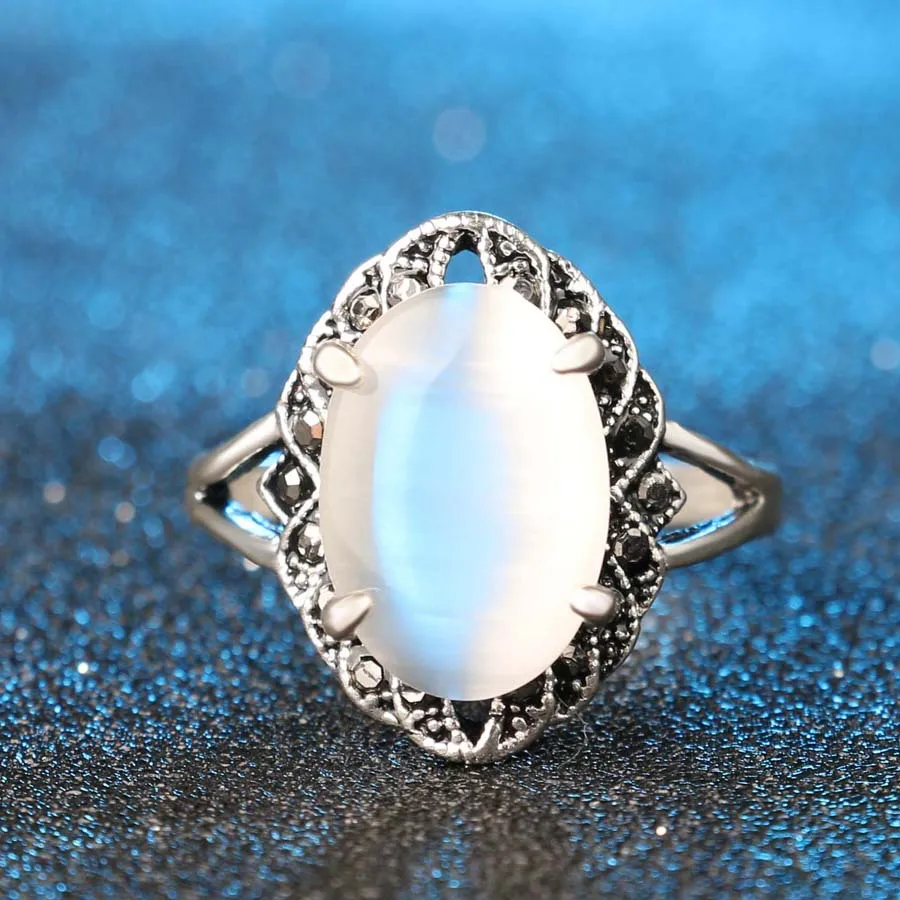 Женское Винтажное кольцо с опалом из нержавеющей стали 316|opal rings for women|rings womenopal ring |