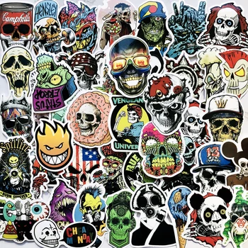 

50 PCS Punk Skeleton Sticker Graffiti Skull Rock Motorcycle Stickers to DIY Scrapbooking Laptop Skateboard Suitcase Guitar Car