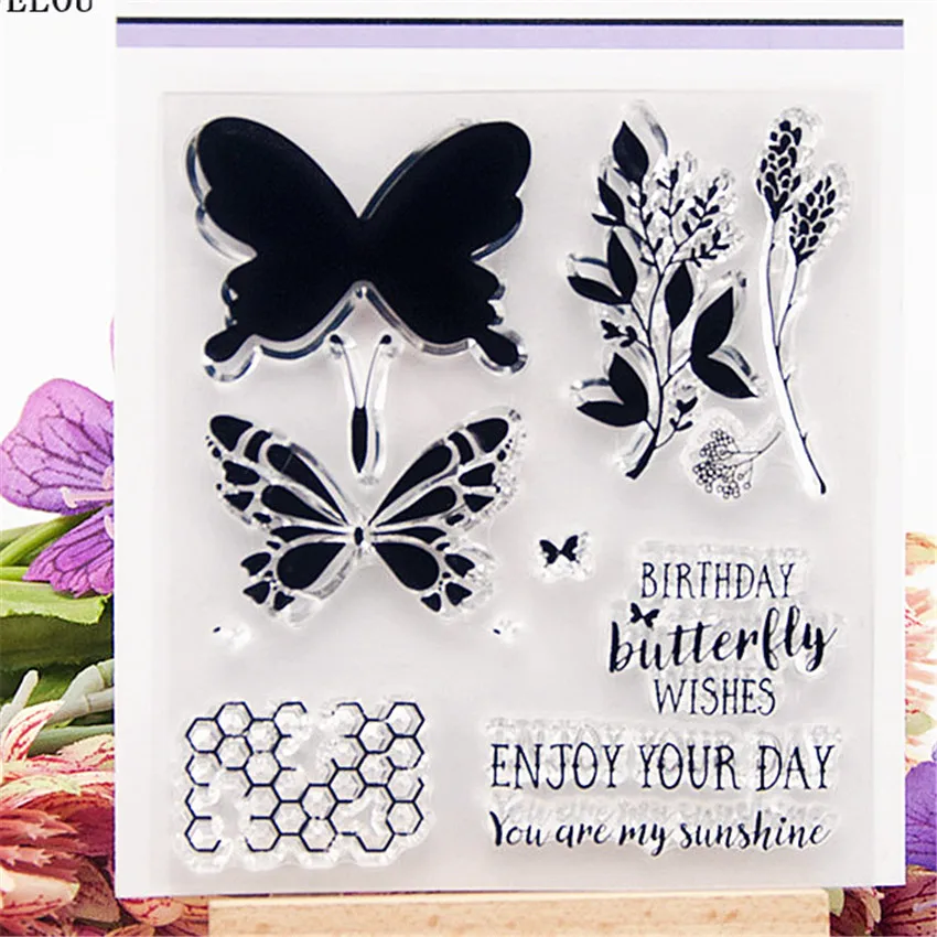 

PANFELOU butterfly shadow Transparent Clear Silicone Stamp/Seal for DIY scrapbooking/photo album Decorative clear stamp sheets