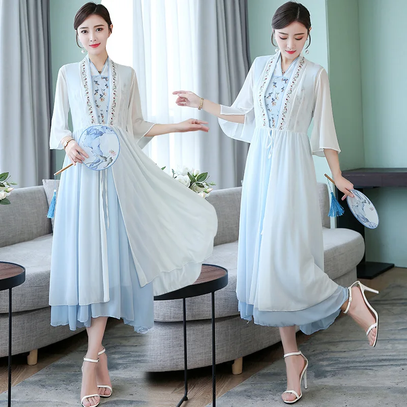 Летняя hanfu национальная одежда в древнем стиле женская одежда кружевная ткань наборы леди костюм феи