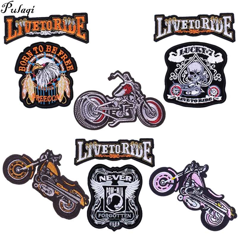 

Pulaqi Skull Punk Patches Diy For Jeans Clothing Stalker Stripe Ironing Applications Embroidery Sticker Biker Patch Wholesale H
