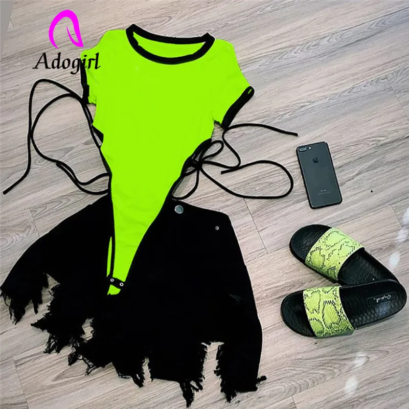 Adogirl Горячие просверленные блестящие боди Ночной клуб чарующие Боди без бретелек лоскутные короткие брюки детские костюмы с низкой талией