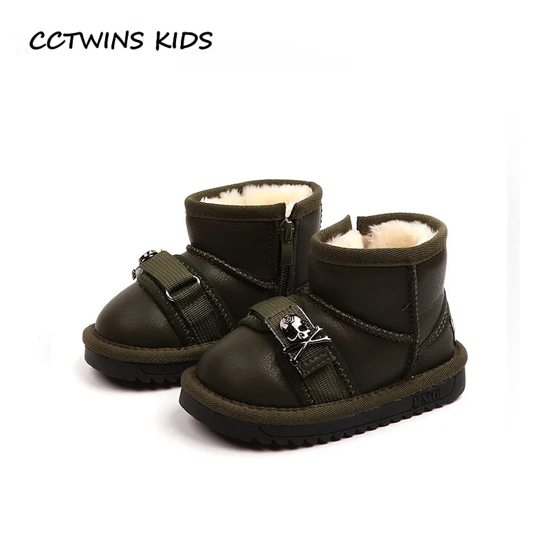 

CCTWINS KIDS 2018 Winter Baby Boy Brand Warm Mid Calf Boot Toddler Pu Leather Shoe Girl Fashion Snow Boot CHildren CS1593