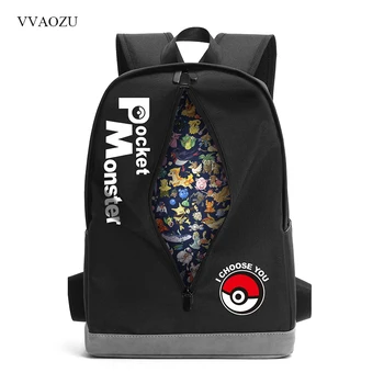 

Poke Ball Backpack Pocket Monsters I Choose You Zipper Ripper Shoulder Travel Bag Students Teenager Schoolbags Bookbag