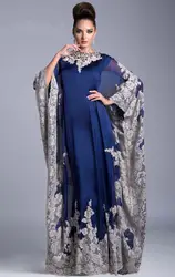 Индивидуальный заказ Реальные образцы Арабский Кафтан Royal Blue вечернее платье 2018 вышивка Дубай шифон мать невесты платья