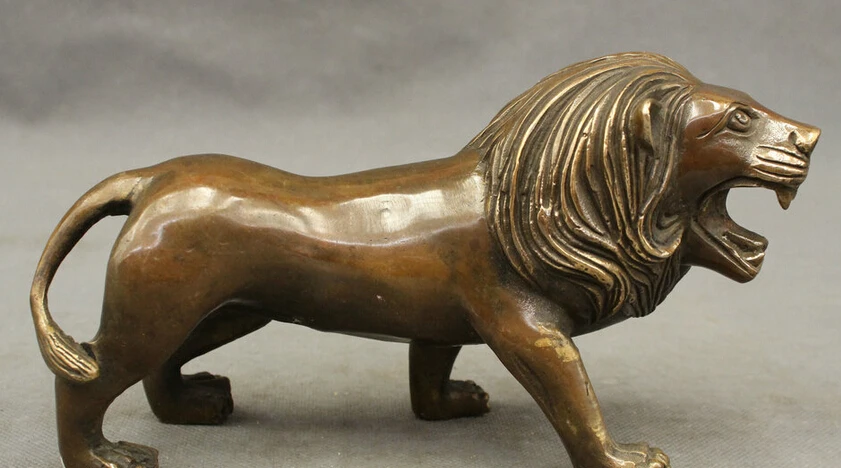 

song voge gem S2679 7" Folk China Chinese Bronze Copper Wealth Fu Dog Lion Statue Art Figurin