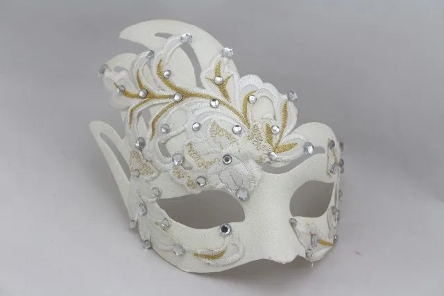

Masquerade Princess Venice mask terror mask Halloween mask white lace diamond simulation mask