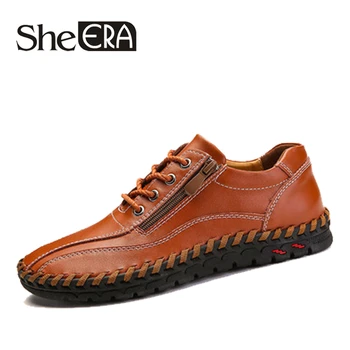 

Big Size 50 New Leather Men Dress Shoes Vintage Handmade Casual Leather Shoes Slip on Anti-skid Moccasins Chaussure Homme Drop