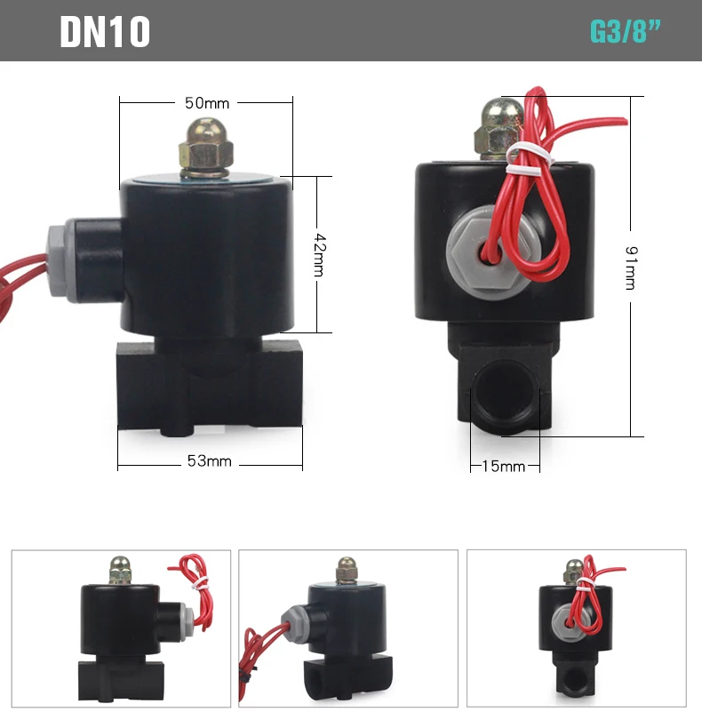 DN08/10/15/20/25/32 AC220 DC12V DC24V нормально закрытый пластиковый электромагнитный клапан, может работать непрерывно в течение 24 часов без записи