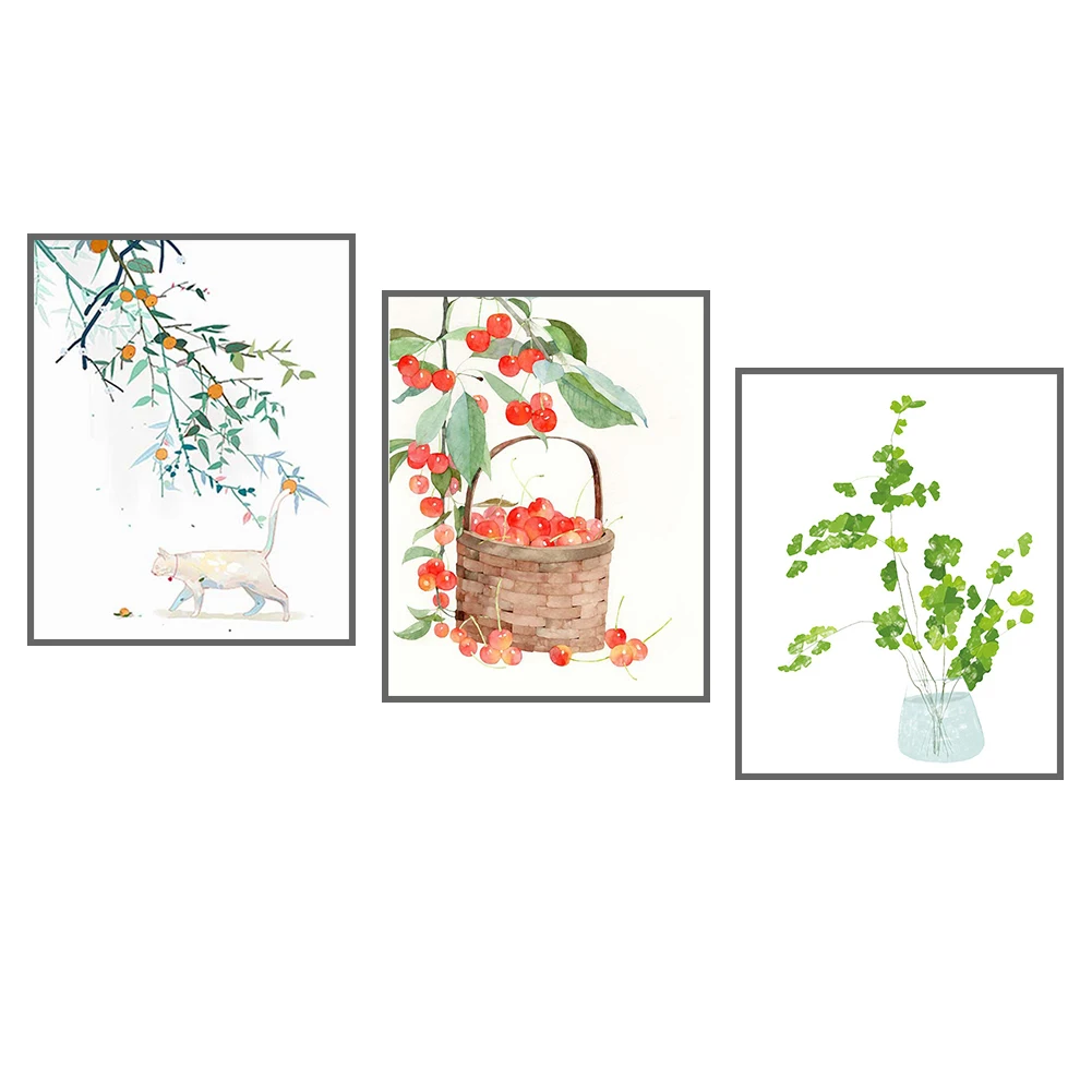 

Fresh Plants Unframed Painting Watercolored Simple Country Style Inkjet Oil Canvas Painting Ink Painting Poster Wall Art NEW!