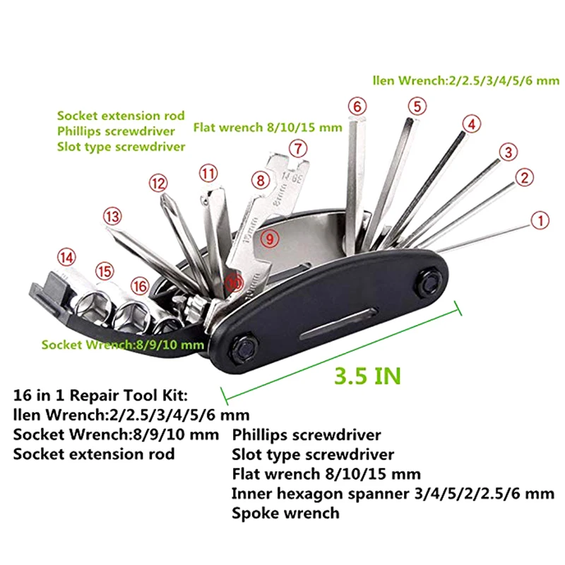 Набор инструментов для ремонта велосипеда, гаечный ключ, цепь отвертки велосипед из углеродистой стали, многофункциональный инструмент 15 в 1, велосипедные инструменты, набор для ремонта велосипеда