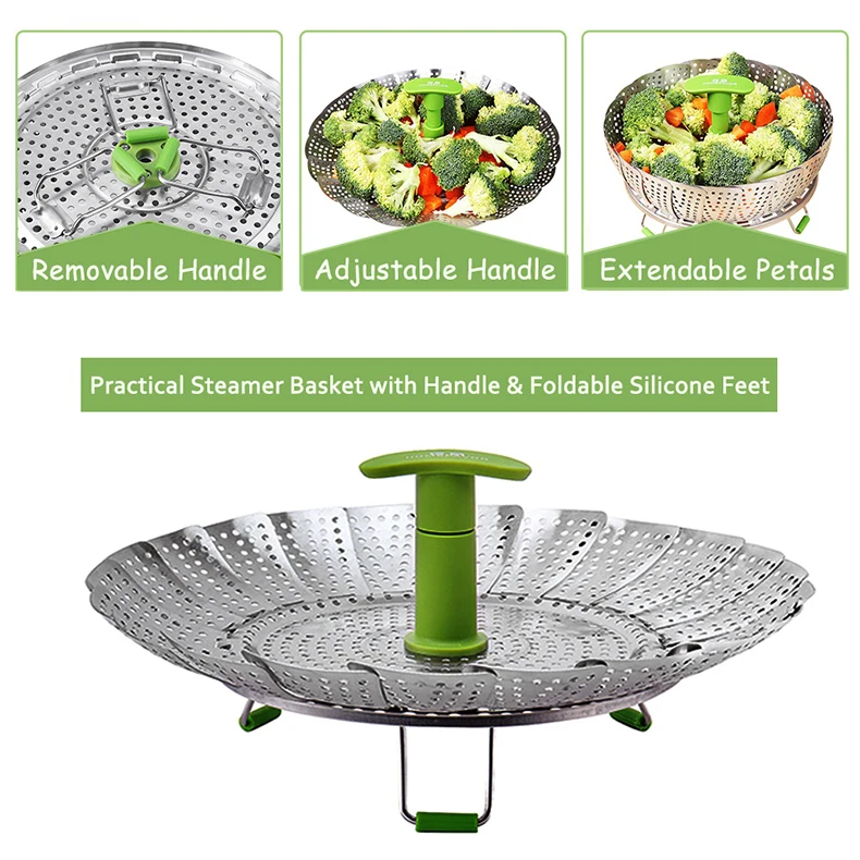 Пароварка кастрюля для быстрого приготовления кухонная посуда кухонный отпариватель емкость из нержавеющей стали кастрюли-пароварки Еда для фруктов и овощей, складная сеть Пособия по кулинарии инструменты