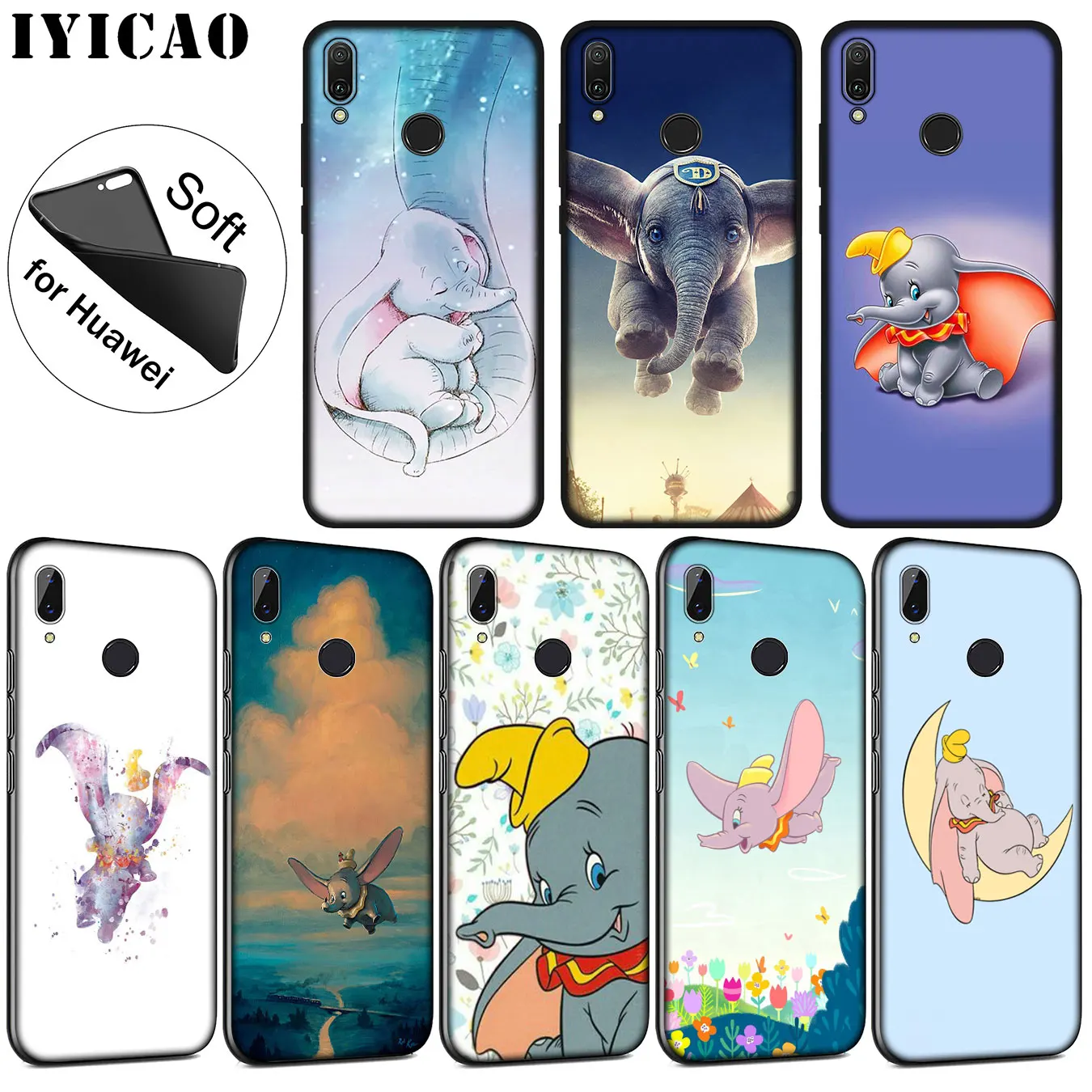 Мягкий силиконовый чехол для телефона IYICAO Dumbo elephant Huawei P30 P20 Pro P10 P9 P8 Lite Mini 2017 2016 2015 P