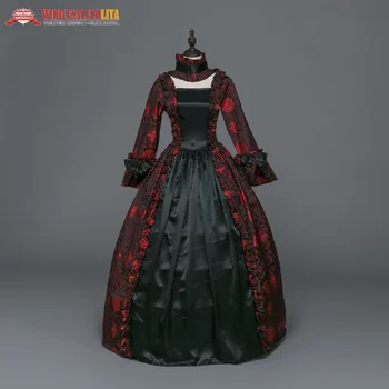 

Gothic Period Medieval Dresses Renaissance Brocade Dress Queen Dress Masquerade Gown Reenactment Witch Halloween Costume