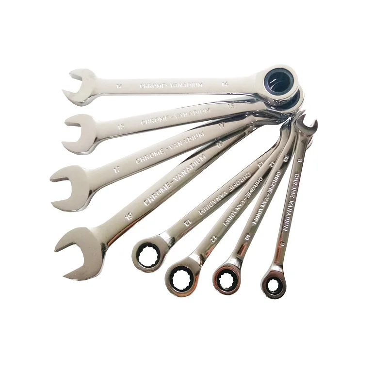 

FREFOX 8pc Ratchet torque wrench 72gear 8 10 12 13 14 15 17 19mm Combination Set Universal Wrench key Set