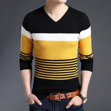 XIU LUO Brand New Fashion Sweaters Men's Pullovers Striped Slim Fit Jumpers Knitwear Warm Autumn Casual Masculinity