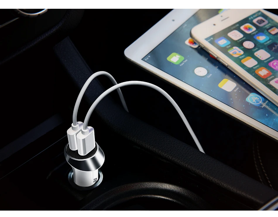 RAXFLY двойной Порты автомобиля Зарядное устройство для samsung S9 S8 плюс 2.4A быстрой зарядки автомобиля Зарядное устройство автомобиль USB телефонный Зарядное устройство для iPhone автомобильное зарядное устройство