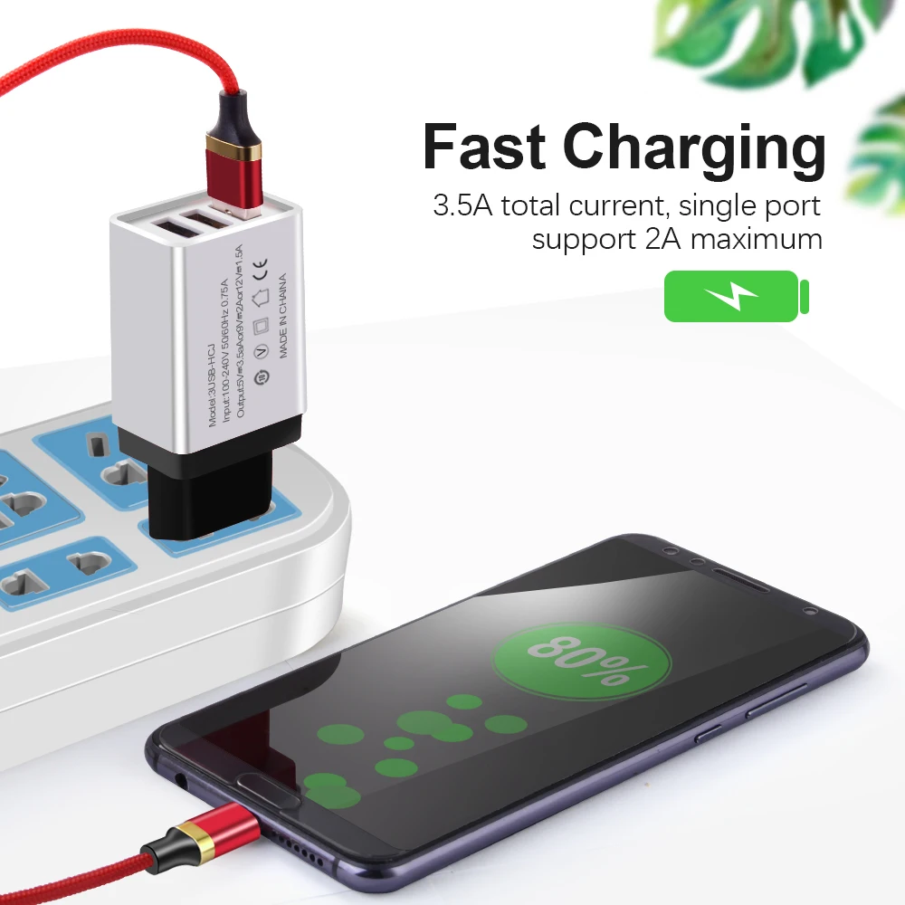3 USB Charger Fast Charging Wall Mobile Phone Charger For iphone Samsung S10 S9 Plus Xiaomi Huawei P20 P30 Pro USB Power Adapter