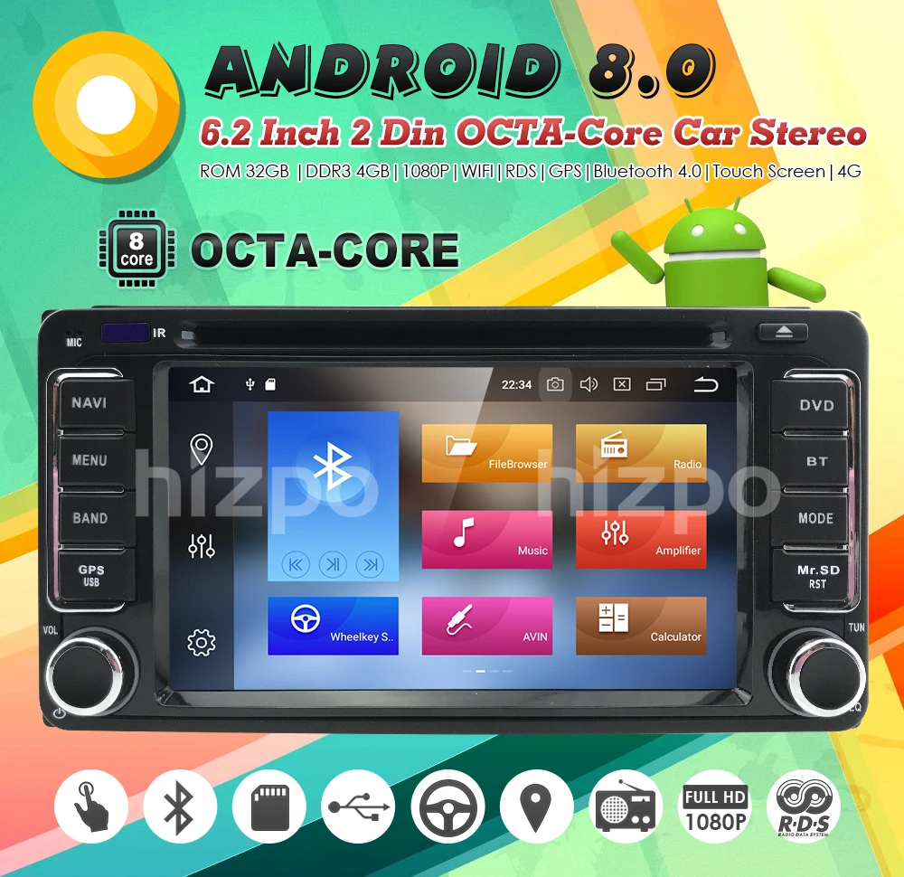 Cheap Android8.0 Octa 8 Core 4G RAM 32G ROM car dvd player for Toyota Hilux VIOS Old Camry Prado RAV4 Prado 2003-2008 4G LTE Network 1