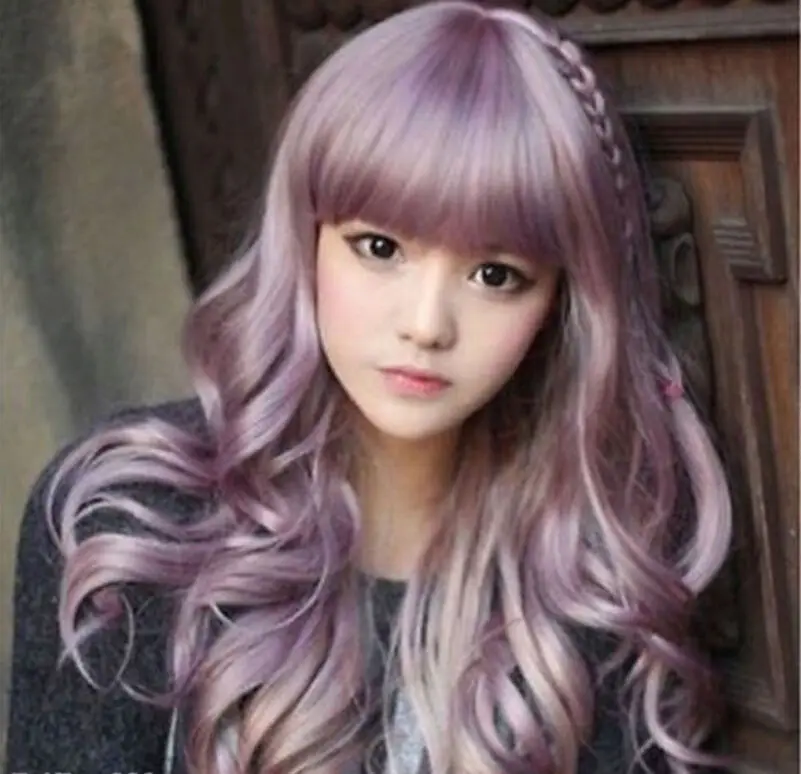 Новая модная длинная пурпурная волнистые Для женщин леди Косплэй волосы "Лолита" парики+ Кепки