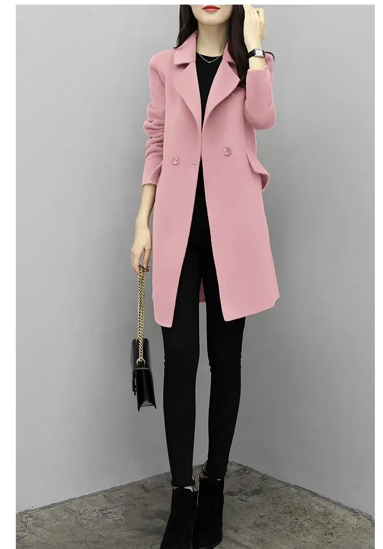 

2018 Autumn And Winter New Korean Version Of The Slim Long Double-sided Woolen Coat Coat Woolen Coat Female S-XL