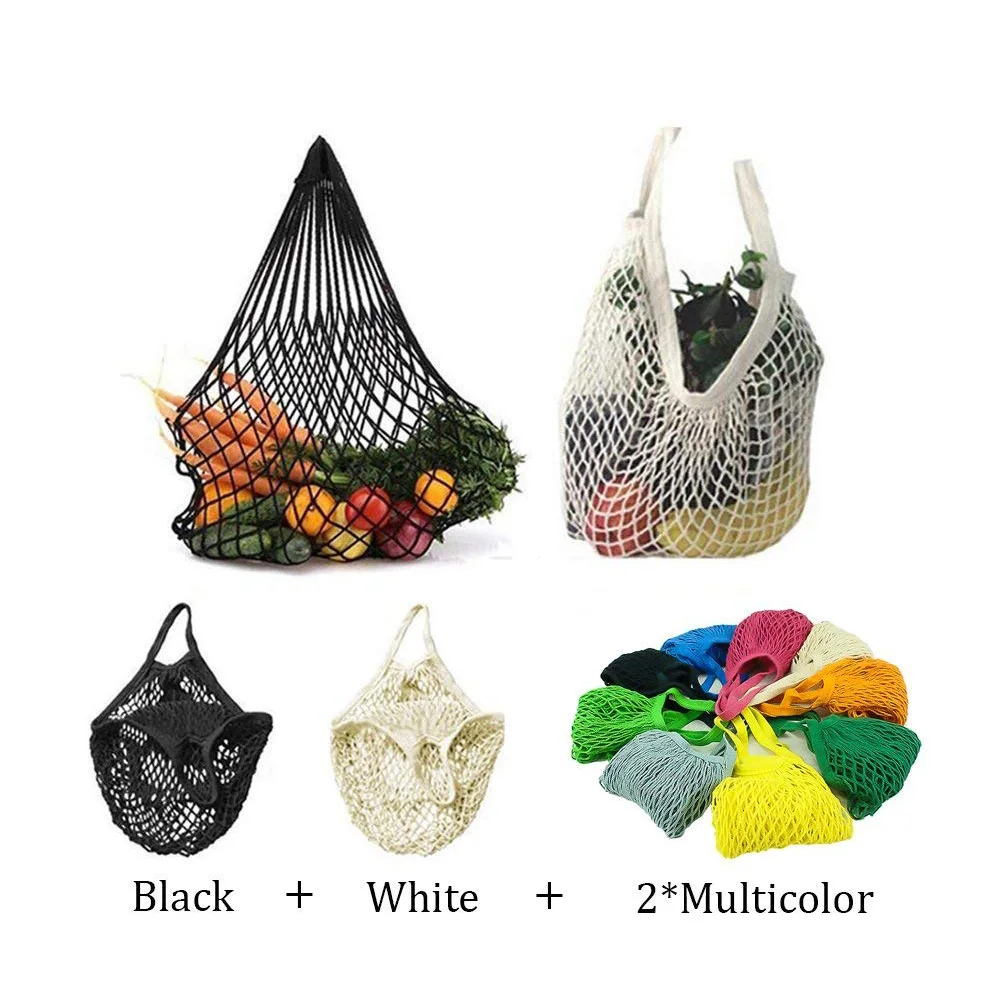 1x Mesh Cotton Net String Bag Portable Reusable Organizer Shopping Tote Handbag