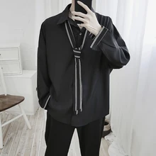 Летняя мужская однотонная гавайская рубашка с длинными рукавами французская запонка Мужская брендовая модная мужская Черная Рубашка Размер M-2XL