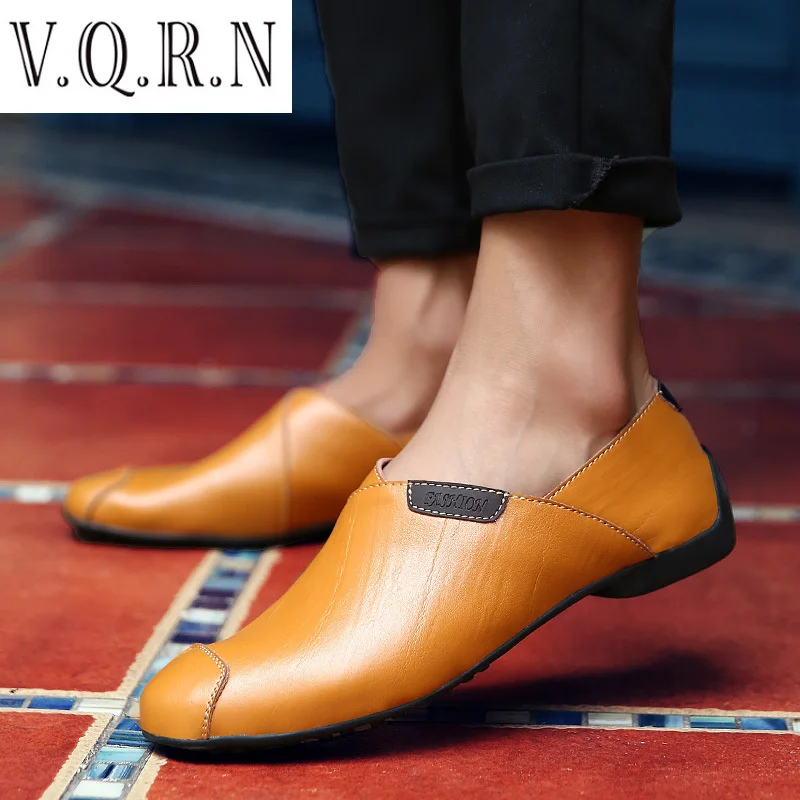 

VQRN Men Autumn Flats Fashion Genuine Leather Oxford Shoes Male Casual Slip On Loafers Dress Moccasins Sales