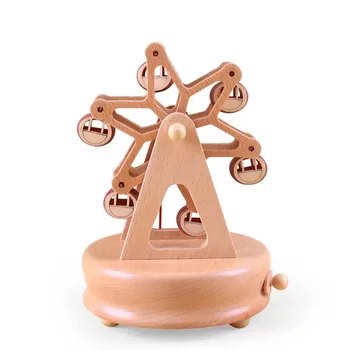 

Wooden music box semi-mechanical semi-manual craft 18-note skyscraper manual wind music box home decoration 3