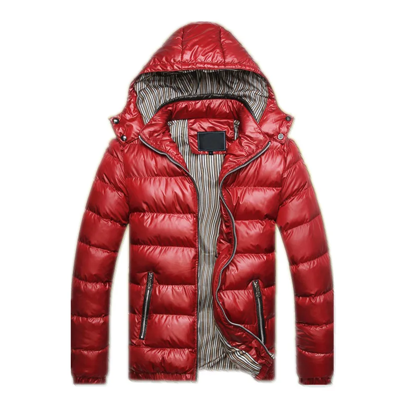 BOLUBAO Winter New Men Parkas Coats Men's Slim Fit Solid Color Parka Coat Male Casual Hooded Parkas Brand Clothing - Цвет: Red