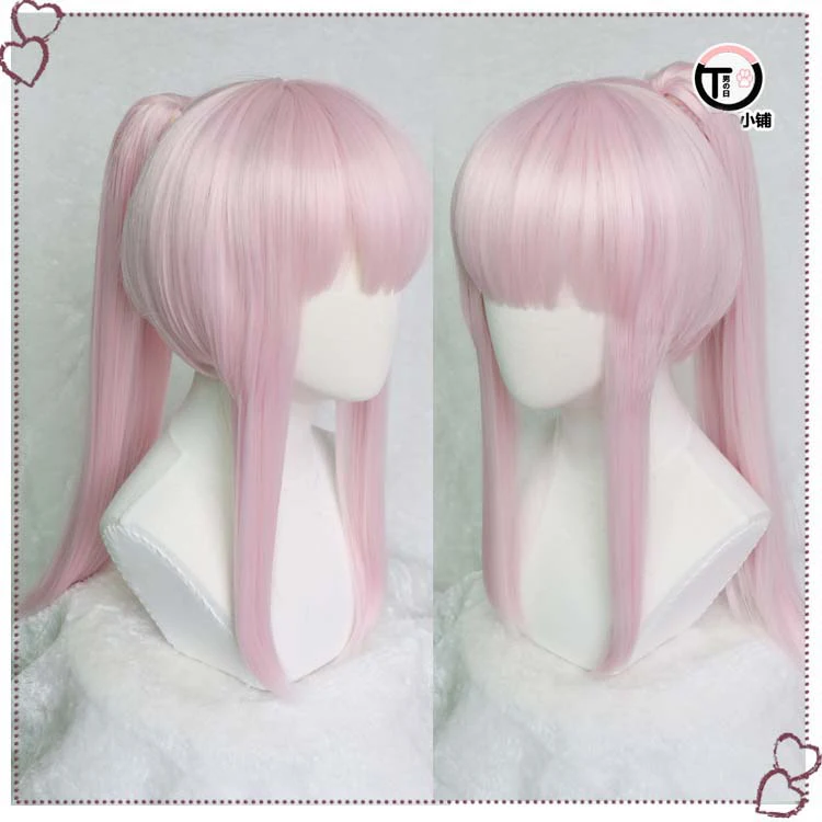

DARLING in the FRANXX Code 02 Wigs Zero Two Swimwear Swimming Hairstyle Long Straight Pink Hair Clip Ponytail Cosplay Wig