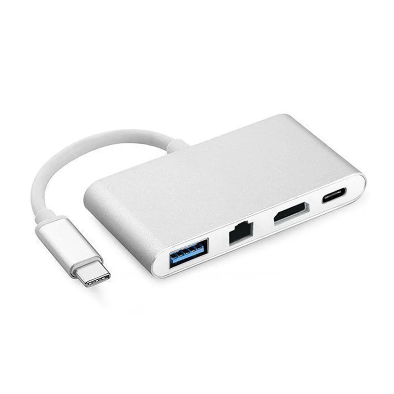 USB C к HDMI 4K + Gigabit Ethernet (RJ45 порт) 3 0 1 type адаптер|USB-хабы| |