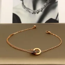 Модные Нержавеющая сталь розовое золото Цвет римскими цифрами лучше с украшением в виде кристаллов двойной круг браслет женские вечерние подарок