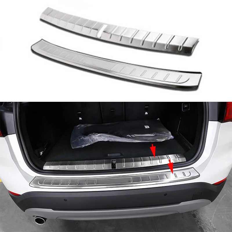 2x Stainless Steel Rear Bumper Protector Plate Cover Trim For BMW X1
