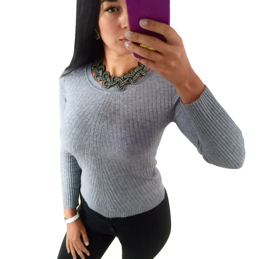 Colorful Apparel women's Autumn Winter Cashmere Blend Sweater O Neck Pullovers Long Sleeve 